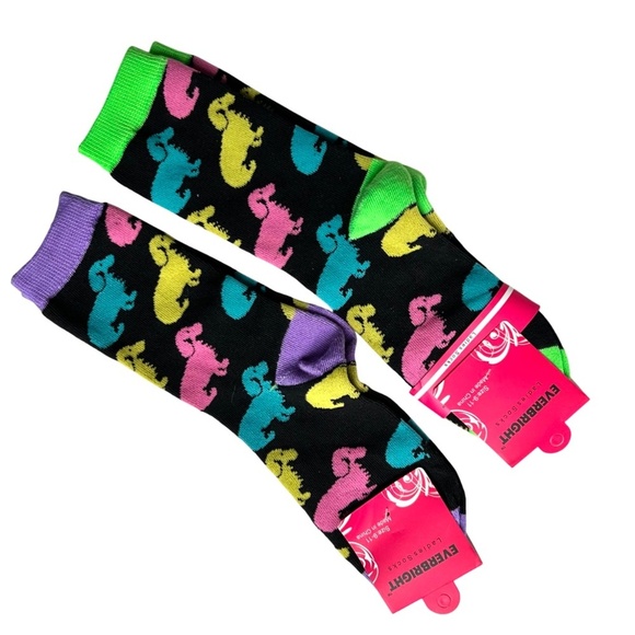 EVERBRIGHT Colorful Dog Graphic Socks 2 Pair NWT! - Picture 6 of 6